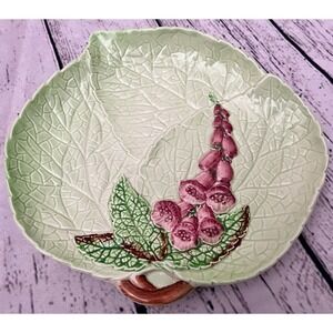 Carlton Ware England Foxglove Leaf Shaped Dish Trinket Tray Decor 7 inch